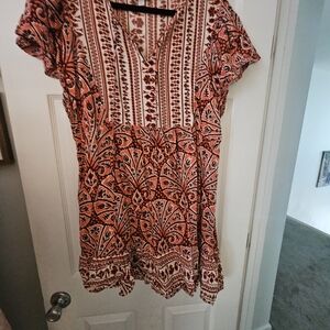 Bohemian Red and White Patterned Dress